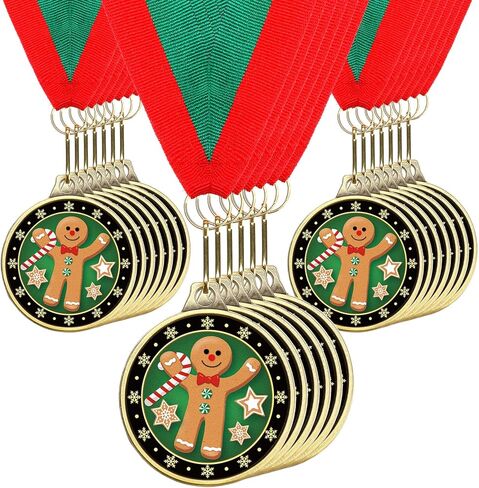 Cholemy 20 Pcs Ugly Sweater Christmas Medals Award Bulk 2" Ugly Sweater Run Trophy Awards Medal with Neck Ribbon for Holiday Xmas Party Ornament Favor Gift Prize in Saudi Arabia