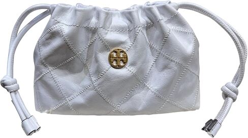 Tory Burch Women's 164398 Willa Quilted Smooth Leather E/W Drawstring Bag With Gold tone Hardware (Black) in Saudi Arabia