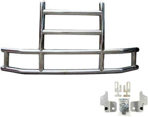 Mytee Products Small Model Deer Grille Guard Compatible for T660 (2007-2021) with Brackets - 84-2/5"x10"x25-1/2" Heavy Duty Polished Stainless Steel Grille Guard for Trucks in Saudi Arabia