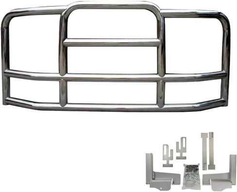Mytee Products Small Model Deer Grille Guard Compatible for T660 (2007-2021) with Brackets - 84-2/5"x10"x25-1/2" Heavy Duty Polished Stainless Steel Grille Guard for Trucks in Kuwait