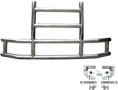 Mytee Products Small Model Deer Grille Guard Compatible for T660 (2007-2021) with Brackets - 84-2/5"x10"x25-1/2" Heavy Duty Polished Stainless Steel Grille Guard for Trucks in Kuwait