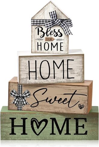 4 Pcs Summer Beach Tiered Tray Decor Ocean Starfish Shell Table Centerpieces Summer Rustic Decorative Starfish Block Signs Gift Farmhouse Tabletop Sign for Home Table Kitchen Shelf in Saudi Arabia