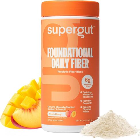Supergut Foundational Daily Fiber Powder, Sugar Free & Vegan Prebiotic Fiber Blend for Gut Health & Digestive Support, Supplement for Men & Women with Solnul & Sunfiber, Unflavored, 20 Servings in Saudi Arabia