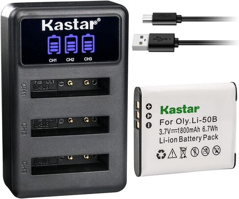 Kastar 3 عبوات من البطاريات وشاحن USB ثلاثي LCD متوافق مع Pentax D-Li92، Optio WG-10، WG-20، Optio WG-30، Optio WG-40، Optio WG-50، Optio WG-60، Optio WG-70، Optio WG-80، Optio I-10، Optio RZ10 in Saudi Arabia