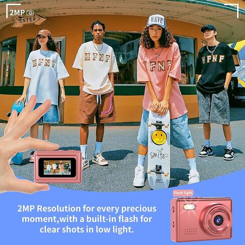 Mini Keychain Camera, 1080P HD Video Recorder with 16GB SD Card, Retro Tiny Digital Camera with 12MP 0.96'' Screen, Vintage Small Camera for Kids, Teens, and Beginners (Rose Gold) in Kuwait