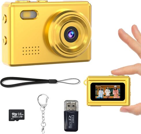 Mini Keychain Camera, 1080P HD Video Recorder with 16GB SD Card, Retro Tiny Digital Camera with 12MP 0.96'' Screen, Vintage Small Camera for Kids, Teens, and Beginners (Rose Gold) in Kuwait