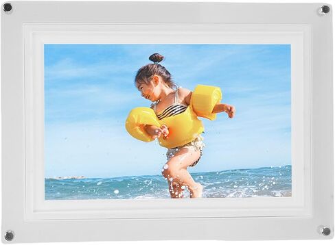 10.1 Inch Digital Picture Frame, WiFi Electronic Photo Frame with 1280x800 LCD, 32GB Memory, Auto Rotate, Weather Forecast, Share Photos/Videos via App (White) in Kuwait