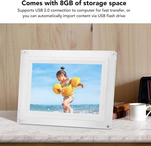 10.1 Inch Digital Picture Frame, WiFi Electronic Photo Frame with 1280x800 LCD, 32GB Memory, Auto Rotate, Weather Forecast, Share Photos/Videos via App (White) in Kuwait