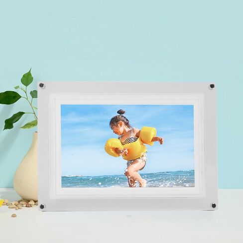 10.1 Inch Digital Picture Frame, WiFi Electronic Photo Frame with 1280x800 LCD, 32GB Memory, Auto Rotate, Weather Forecast, Share Photos/Videos via App (White) in Kuwait