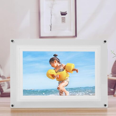 10.1 Inch Digital Picture Frame, WiFi Electronic Photo Frame with 1280x800 LCD, 32GB Memory, Auto Rotate, Weather Forecast, Share Photos/Videos via App (White) in Kuwait