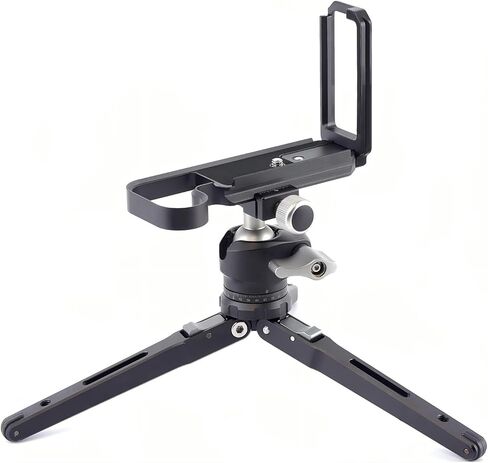 دعامة تثبيت على شكل حرف L سريعة الفك لكاميرا Hasselblad X2D/X2DII 100C، حامل دعم لوحة L عمودي أفقي من الألومنيوم متوافق مع رأس كرة ثلاثي القوائم قياسي من Arca (أسود) in Saudi Arabia