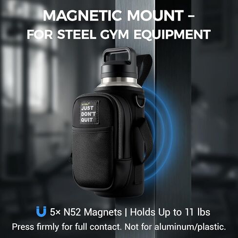 Magnetic Water Bottle Holder with Phone Pocket for 24 32 40oz Cup, 5 Magnets Water Bottle Holder with Adjustable Shoulder Hand Strap Crossbody for Gym Hiking Travelling Camping in Saudi Arabia