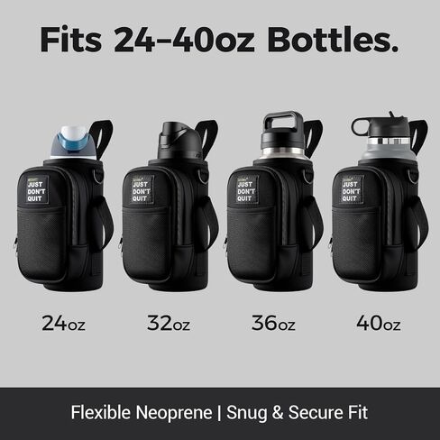 Magnetic Water Bottle Holder with Phone Pocket for 24 32 40oz Cup, 5 Magnets Water Bottle Holder with Adjustable Shoulder Hand Strap Crossbody for Gym Hiking Travelling Camping in Saudi Arabia