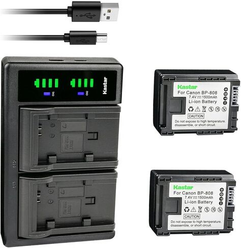 بطارية Kastar BP-808 واستبدال شاحن USB LTD2 لـ Canon VIXIA HG30، XA10، XA10 HD، FS10، FS11، FS20، FS21، FS22، FS31، FS40، FS100، FS200، FS300، FS400، HF G10، HF G20، VIXIA HF م30 in Kuwait