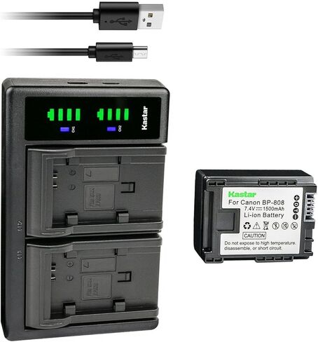 بطارية Kastar BP-808 واستبدال شاحن USB LTD2 لـ Canon VIXIA HG30، XA10، XA10 HD، FS10، FS11، FS20، FS21، FS22، FS31، FS40، FS100، FS200، FS300، FS400، HF G10، HF G20، VIXIA HF م30 in Kuwait