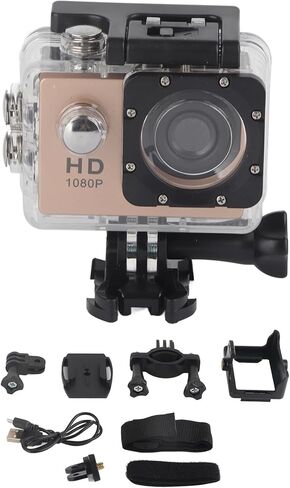 Waterproof Outdoor Cycling Mini DV Action Camera, 1080P, 2.0 Inch Screen, Blue - Water 30m, Bicycle Mount Included, Ideal for Sports Enthusiasts (Yellow) in Saudi Arabia
