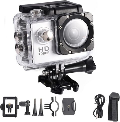 Waterproof Outdoor Cycling Mini DV Action Camera, 1080P, 2.0 Inch Screen, Blue - Water 30m, Bicycle Mount Included, Ideal for Sports Enthusiasts (Yellow) in Saudi Arabia