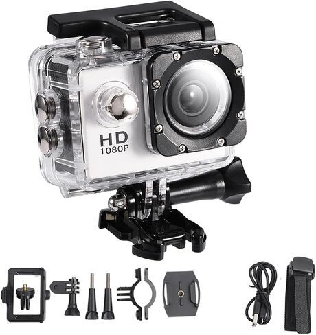 Waterproof Outdoor Cycling Mini DV Action Camera, 1080P, 2.0 Inch Screen, Blue - Water 30m, Bicycle Mount Included, Ideal for Sports Enthusiasts (Yellow) in Saudi Arabia