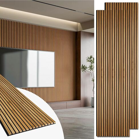 Art3d 2 Pack 94.5 × 24 بوصة ألواح صوتية للخشب للجدار والسقف - لوحة امتصاص الصوت ثلاثية الأبعاد مع اللوحة الخشبية ، أسود غير لامع in Saudi Arabia