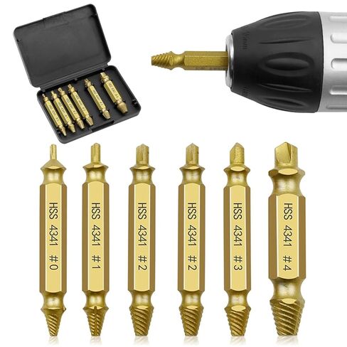 6PCS HSS Screw Extractor Set for Damaged or Broken Screws – Easy Out Drill Bit Set for Stripped Screws and Bolts, Broken Screw Remover Kit with Storage Case (Gold) in Saudi Arabia