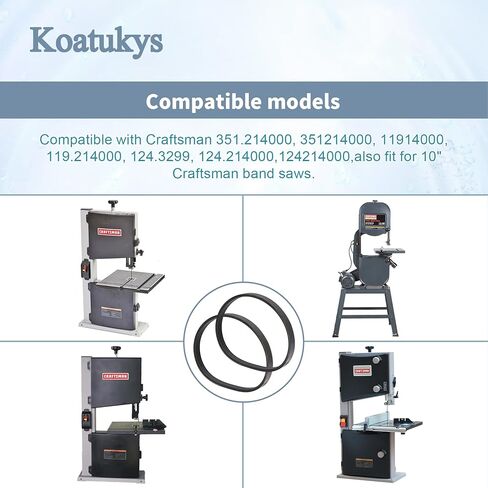 حزام محرك BandSaw 119214000 متوافق مع منشار شريطي 10 بوصات محرك 1/3 HP، يستبدل 1-JL22020003، 124214000، 351214000، 119214000، 119.214000 (2/حزمة) in Saudi Arabia