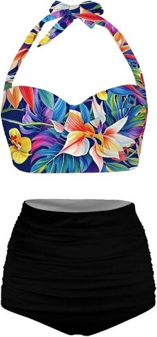 Yewattles Womens Bikini Two Piece Swimsuits Tummy Control Bathing Suits High Waisted Bikini Swimwear in Kuwait