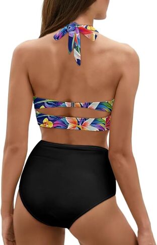 Yewattles Womens Bikini Two Piece Swimsuits Tummy Control Bathing Suits High Waisted Bikini Swimwear in Kuwait