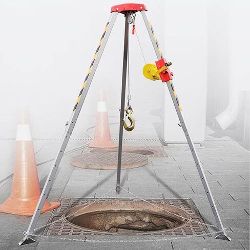Heavy Duty Confined Space Tripod for Traditional Well Vertical Entry, Aluminum Rescue Tripod Equipment/Manhole Doupot Stabilizer for Hanging Firefighter, with IRO, 1200lbs Winch+Belt in Saudi Arabia