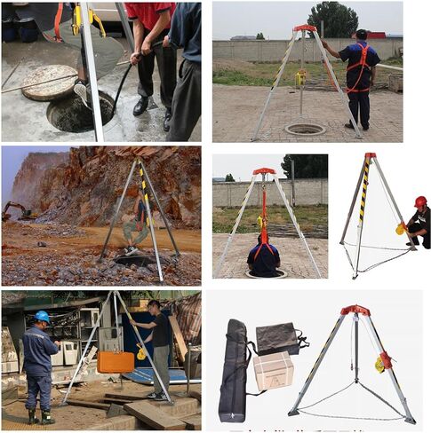 Heavy Duty Confined Space Tripod for Traditional Well Vertical Entry, Aluminum Rescue Tripod Equipment/Manhole Doupot Stabilizer for Hanging Firefighter, with IRO, 1200lbs Winch+Belt in Saudi Arabia