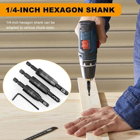 Upgraded Self Centering Drill Bit Set VIX Bit Set 3/32", 7/64", 1/8", 3Pcs CC2430 Self Centering Hinge for 1/4 in Clic-Change Hex Shank Drill in Kuwait