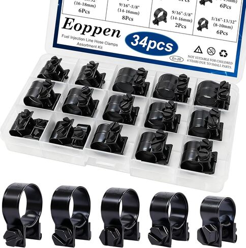 52pcs مجموعة تشويش خط الوقود ، 8-18 مم حناية الوقود خط خرطوم خط خرطوم الغاز وقابل للتعديل 1/4inch-1-1/8inch (6-29mm) 304 مشبك خرطوم الفولاذ المقاوم للصدأ من أجل السيارات ، خط الوقود (10 أحجام) in Kuwait