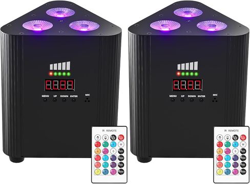 أضواء مسرح تعمل بالبطارية 3 × 4 وات، مصابيح LED قابلة لإعادة الشحن RGBW 4 في 1، إضاءة علوية، مصابيح لاسلكية تعمل بالصوت DMX عن بعد للمناسبات، الحفلات، الزفاف، الحفلات الموسيقية، الرقص، الكنيسة 1 حزمة in Kuwait