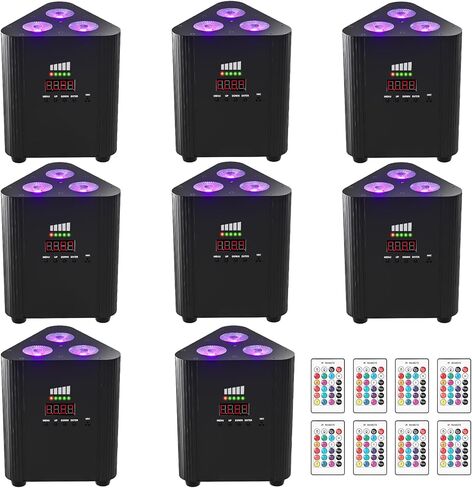 أضواء مسرح تعمل بالبطارية 3 × 4 وات، مصابيح LED قابلة لإعادة الشحن RGBW 4 في 1، إضاءة علوية، مصابيح لاسلكية تعمل بالصوت DMX عن بعد للمناسبات، الحفلات، الزفاف، الحفلات الموسيقية، الرقص، الكنيسة 1 حزمة in Kuwait