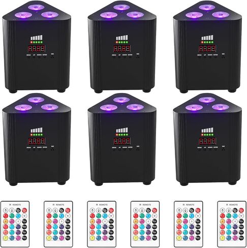 أضواء مسرح تعمل بالبطارية 3 × 4 وات، مصابيح LED قابلة لإعادة الشحن RGBW 4 في 1، إضاءة علوية، مصابيح لاسلكية تعمل بالصوت DMX عن بعد للمناسبات، الحفلات، الزفاف، الحفلات الموسيقية، الرقص، الكنيسة 1 حزمة in Kuwait