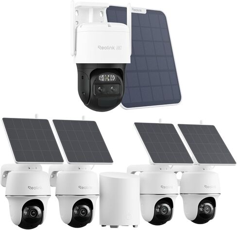 نظام REOLINK لكاميرات الأمان الشمسية اللاسلكية في الهواء الطلق، حزمة صغيرة من Argus PT+Home Hub مع TrackMix، رؤية ليلية ملونة، اكتشاف ذكي، واي فاي 2.4/5 جيجا هرتز، بدون اشتراكات in Saudi Arabia