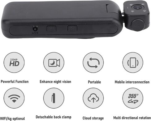 Dpofirs 2k Video Camera, Portable Video Camera with 355° Rotatable Wide Angle Lens and Rear Clamp, Anti Shake, Night Mode, Chest, Support 256G in Saudi Arabia