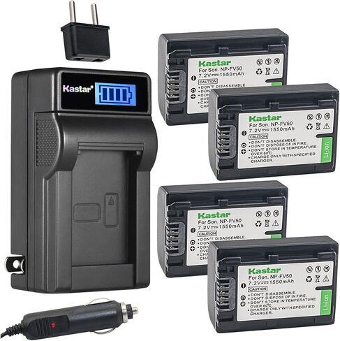 بطارية Kastar NP-FV50 وشاحن تيار متردد LCD متوافق مع كاميرات Sony DCR-SX20، DCR-SX21، DCR-SX22، DCR-SX33، DCR-SX34، DCR-SX43، DCR-SX44، DCR-SX45، DCR-SX53، DCR-SX63، DCR-SX65، DCR-SX73 in Kuwait