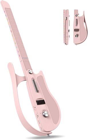 جيتار كهربائي ذكي بدون أوتار، آلة طبول مدمجة قابلة للطي والمحمولة وجيتار دعم للسفر لفرقة رجل واحد، مولد وتر، أوراق وتر تفاعلية للتطبيق، سهل اللعب (أسود اليشم) in Kuwait