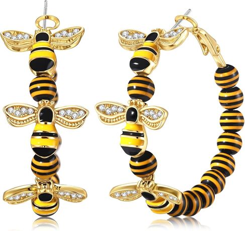 Bee Hoop Earrings Honey Bee Large Gold Hoop Earrings Stud Fun Cute Animal Jewelry for Women Spring Summer Holiday Party Gift in Saudi Arabia