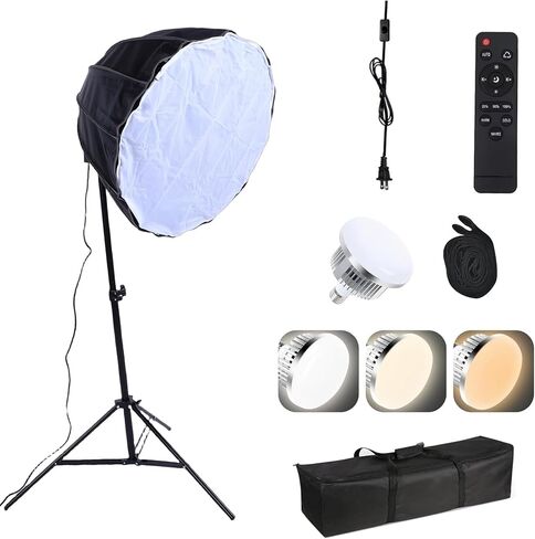 مجموعة إضاءة التصوير الفوتوغرافي الاحترافية من EBTOOLS، صندوق سوفت بوكس ​​60 سم 12 جانب مع جهاز تحكم عن بعد بمصباح LED 85 وات 2800 ك 5700 ك، أضواء استوديو للتصوير الفوتوغرافي المباشر للمنتج (قابس الولايات المتحدة) in Kuwait