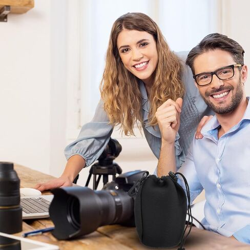 2 قطعة من أكياس عدسة الكاميرا النيوبرين حقيبة برباط مرنة لحماية عدسة Dslr حقيبة حمل سوداء خفيفة الوزن للمصورين in Kuwait