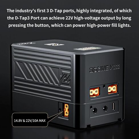 ZGCINE ZG-X222 بطارية V-Mount 222Wh/14.8V، PD3.1 140W USB-C و3 منافذ D-Tap (22V Boost) مع شاشة 1.4 بوصة لكاميرات Sony/Canon/Nikon، والشاشات، وأضواء الفيديو - 2.95 رطل، برتقالي in Kuwait