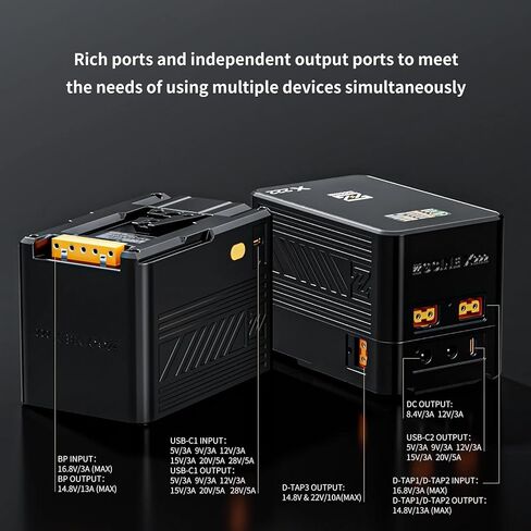 ZGCINE ZG-X222 بطارية V-Mount 222Wh/14.8V، PD3.1 140W USB-C و3 منافذ D-Tap (22V Boost) مع شاشة 1.4 بوصة لكاميرات Sony/Canon/Nikon، والشاشات، وأضواء الفيديو - 2.95 رطل، برتقالي in Kuwait