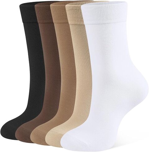 Closemate Womens Calf Crew Socks Soft Cotton و Lightweight Black White Fall Color 5 أزواج in Kuwait