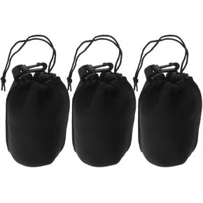 HOMSFOU 3pcs Waterproof Dslr Camera Lens Pouch Drawstring Lens Protector Bag with Belt Loop for Outdoor Photography Storage in Kuwait