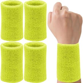 عصابات المعصم 6 بوصة، عصابات المعصم التنس، عصابة العرق الماصة للرجال والنساء، عصابات المعصم الرياضية الطويلة، عصابات رأس رياضية قطنية قابلة للتنفس لكرة السلة، والتمرين، والجري (4 عبوات) in Kuwait
