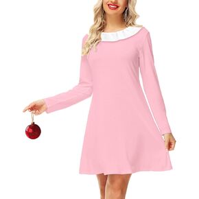 Remimi Christmas Women Pink Costume Dress Long Sleeve Xmas Dresses in Saudi Arabia