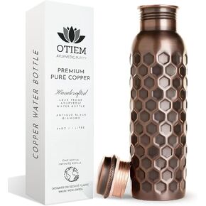 Otiem Pure Copper Water Bottle for Drinking Water, 34 Oz Hammered Finish – Stay Hydrated and Enjoy Ayurvedic Benefits – Leak-Proof, Temperature Retention, Eco-Friendly Design – Durable Copper Bottle in Saudi Arabia