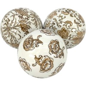 Galt International 4 "قطره الأزرق والأبيض الأزهار الصينية السيراميك (مجموعة من 3) نمط 2 | زخرفة الكرة مزهرية حشو in Kuwait