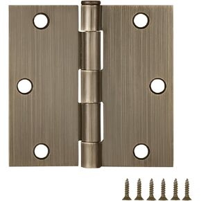 6 عبوات من مفصلات الأبواب الداخلية المطلية باللون الأبيض - 3.5 بوصة × 3.5 بوصة - مفصلة باب فولاذية نصف قطرها زاوية مربعة - تناسب الأبواب القياسية - Design House 185892 in Kuwait